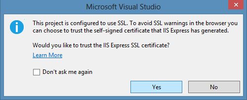 SSL Warning dusring Mvc Application in Visual Studio